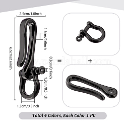 4Pcs 4 Colors Brass Shackle Clasps with Brass S Hook Clasps&nbsp;KK-PH0012-38