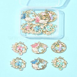 12Pcs 6 Styles Ocean Theme Rack Plating Alloy Enamel Pendants&nbsp;FIND-FS0002-70