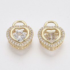 Brass Micro Pave Clear Cubic Zirconia Charms&nbsp;ZIRC-T011-14G-NF