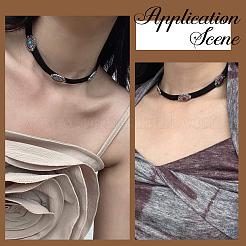 2Pcs 2 Colors Bohemian Alloy & Resin Imitation Turquoise Oval Velvet Choker Necklaces&nbsp;NJEW-CL0001-11