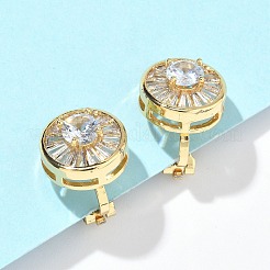 Brass Micro Pave Clear Cubic Zirconia Clip-on Earrings&nbsp;EJEW-A132-02A-G