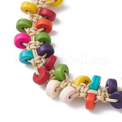 Flat Round Synthetic Turquoise Heishi Beaded Braided Bracelets for Men Women&nbsp;BJEW-JB12162