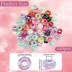 100Pcs UV Plating Rainbow Iridescent Acrylic European Beads&nbsp;MACR-PA0001-28