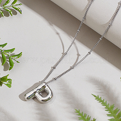 1pc Brass Chain with Alloy Letter Pendants Necklaces&nbsp;NJEW-LP0001-41P-P