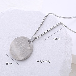304 Stainless Steel Floral Pattern Coin Pendant Necklaces for Women&nbsp;MO7073