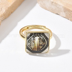 Brass Epoxy Cuff Open Rings for Women&nbsp;RJEW-K264-17G-02