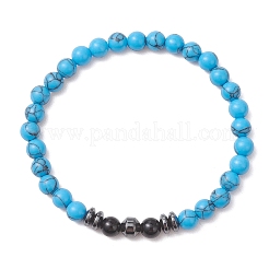 2Pcs Natural Black Onyx & Synthetic Howlite & Hematite Beaded Stretch Bracelets for Women Men&nbsp;BJEW-JB13437