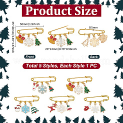 5Pcs Christmas Theme Iron Brooches&nbsp;JEWB-PH01270