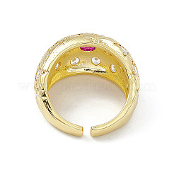 Cubic Zirconia Dome Open Cuff Ring&nbsp;RJEW-P079-09G-03