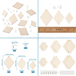 DIY Rhombus Shape Natural Wood Pendants Earring Making Kits&nbsp;DIY-YS0001-14