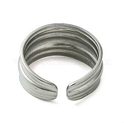 Non-Tarnish 304 Stainless Steel Grooved Open Cuff Ring&nbsp;RJEW-L110-007P