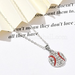 Zinc Alloy Crystal Rhinestone Sport Ball Pendant Cable Chain Necklaces&nbsp;NJEW-U024-01P-02