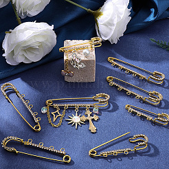 16Pcs 4 Styles Iron Rhinestone Safety Pins&nbsp;FIND-SC0022-25G
