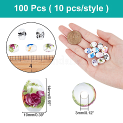 100Pcs 10 Style Handmade Printed Porcelain Beads&nbsp;PORC-AR0001-03