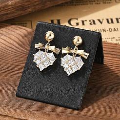 Brass Clear Cubic Zirconia Stud Earrings&nbsp;EJEW-D301-06G-04