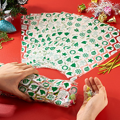 50Pcs Rectangle Christmas Themed Clear Plastic Cookies Storage Bags&nbsp;XMAS-TA0001-01