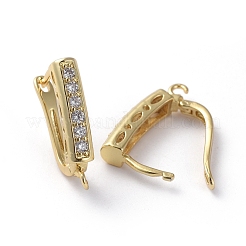Brass Micro Pave Cubic Zirconia Hoop Earring Findings with Latch Back Closure&nbsp;ZIRC-G158-08G