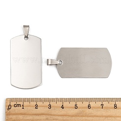 Non-Tarnish 201 Stainless Steel Rounded Rectangle Mirror Polished Finish Stamping Blank Tag Pendants&nbsp;STAS-S030-03