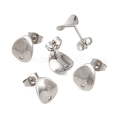 Non-Tarnish 304 Stainless Steel Oval Stud Earring Findings&nbsp;STAS-R063-39