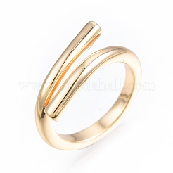 Brass Wire Wrap Open Cuff Ring for Women&nbsp;RJEW-T001-95G