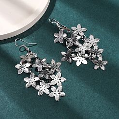 430 Stainless Steel Flower Dangle Earrings&nbsp;EJEW-A137-07P