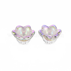 Electroplate Transparent Glass Bead Caps&nbsp;X-GLAA-T022-05-B01
