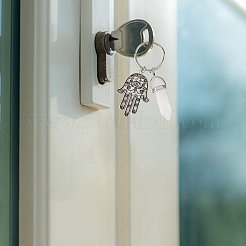 6Pcs 6 Style Alloy Hamsa Hand/Hand of Miriam Pendant Keychain&nbsp;AJEW-DC0001-35