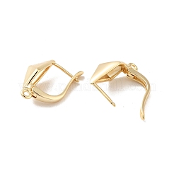 Faceted Rhombus Rack Plating Brass Hoop Earring Findings with Latch Back Closure&nbsp;KK-D083-03G