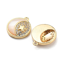 Natural White Shell & Clear Cubic Zirconia & Brass Charms&nbsp;BSHE-G034-34G