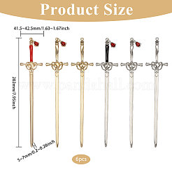 6Pcs 6 Styles Alloy Hair Pin&nbsp;AJEW-FH0006-17