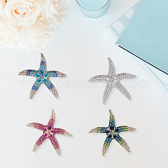 4Pcs 4 Colors Starfish Alloy Lapel Pin Brooches for Backpack Clothes&nbsp;JEWB-CY0001-08
