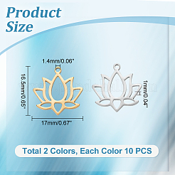 20Pcs 2 Colors 304 Stainless Steel Pendants&nbsp;STAS-UN0048-32
