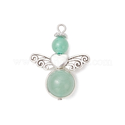 4Pcs 4 Styles Christmas Natural Carnelian & Green Aventurine & Rose Quartz & Amethyst Angel Pendants&nbsp;PALLOY-TA00288