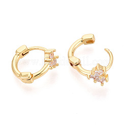 Heart Brass Micro Pave Clear Cubic Zirconia Hoop Earrings&nbsp;EJEW-N063-04G