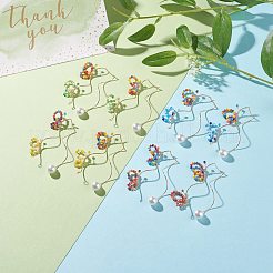 Glass Beaded Butterfly Cuff Earrings with Acrylic Pearl&nbsp;EJEW-JE04828