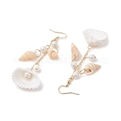 304 Stainless Steel Shell Shape Dangle Earrings&nbsp;EJEW-JE06382-02