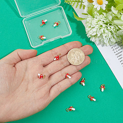 10Pcs Autumn Brass Enamel Red Mushroom Charms&nbsp;KK-PH0015-50