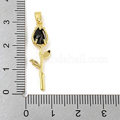 Rose Flower for Valentine's Day Real 18K Gold Plated Rack Plating Brass Micro Pave Cubic Zirconia Pendants&nbsp;KK-R153-01E-G