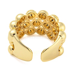 Brass Round Beaded Open Cuff Ring&nbsp;RJEW-Q782-01G