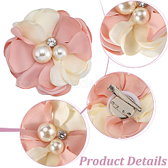 Cloth 3D Flower Brooch Pin&nbsp;JEWB-WH0022-92B