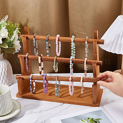3-Tier Wooden Bracelet Organizer Display Riser Stands&nbsp;ODIS-WH0030-277A