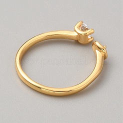 Brass Micro Pave Clear Cubic Zirconia Open Cuff Ring Settings&nbsp;KK-WH0031-54G
