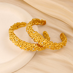 304 Stainless Steel & Clear Cubic Zirconia Cuff Bangles&nbsp;WGF2B1B-01