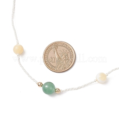 Adjustable Natural Green Aventurine & Yellow Jade Round Braided Beaded Necklaces for Women&nbsp;NJEW-JN05317