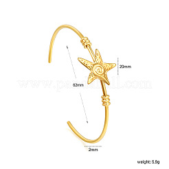 Ocean 304 Stainless Steel Starfish Open Cuff Bangles for Women&nbsp;WG4B16C-01