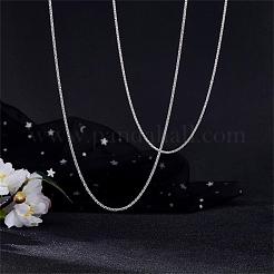 Anti-Tarnish Rhodium Plated 925 Sterling Silver Thin Dainty Link Chain Necklace for Women Men&nbsp;JN1096B-01