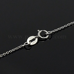 Anti-Tarnish Trendy Unisex Rhodium Plated Sterling Silver Cable Chains Necklaces&nbsp;X-STER-M034-B-07