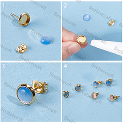 50Pcs Flat Round 304 Stainless Steel Stud Earring Settings&nbsp;STAS-BBC0003-27A