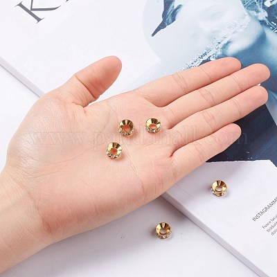 Brass Rhinestone Spacer Beads&nbsp;RB-A020-9mm-01G-1