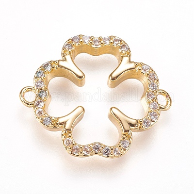 Brass Micro Pave Cubic Zirconia Links&nbsp;ZIRC-K073-09-01G-1